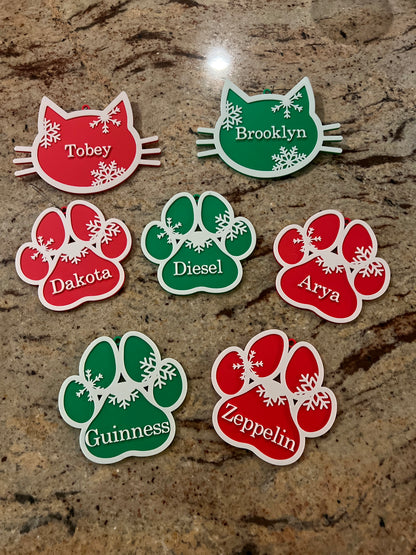 Custom Pet Christmas Ornament – Set of 4 (Dog or Cat)