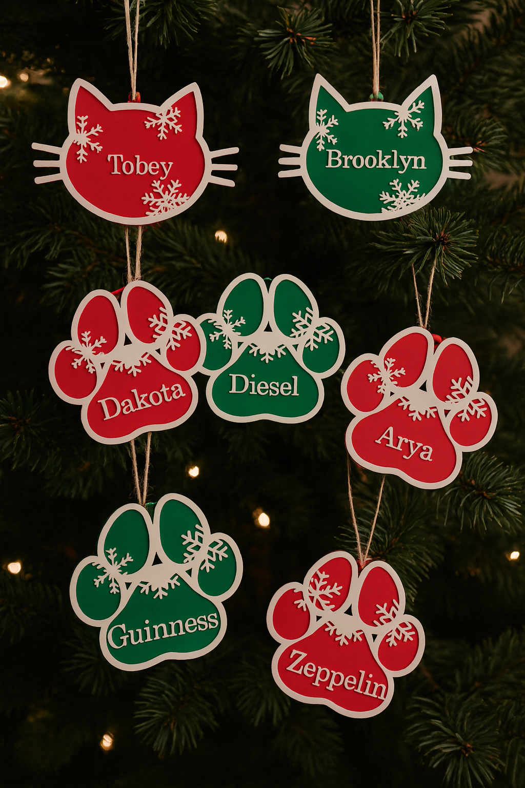 Custom Pet Christmas Ornament – Set of 4 (Dog or Cat)